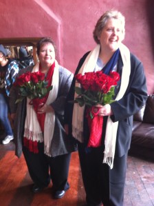 Congratulations Shelly and Cheryl!  I apologize for the blurred photo, it was the best I could do with my phone while holding a toddler.