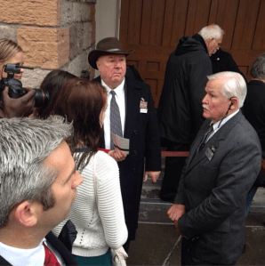 While at the park, two men had given Kate and I tickets to the session. They said they wanted to remove any opportunity for excuse the church would have, like to deny us because of a lack of tickets. I showed these tickets to church security and was still denied. The man on the right claimed it was the men's session. "It's actually the priesthood session," Kate reminded him.